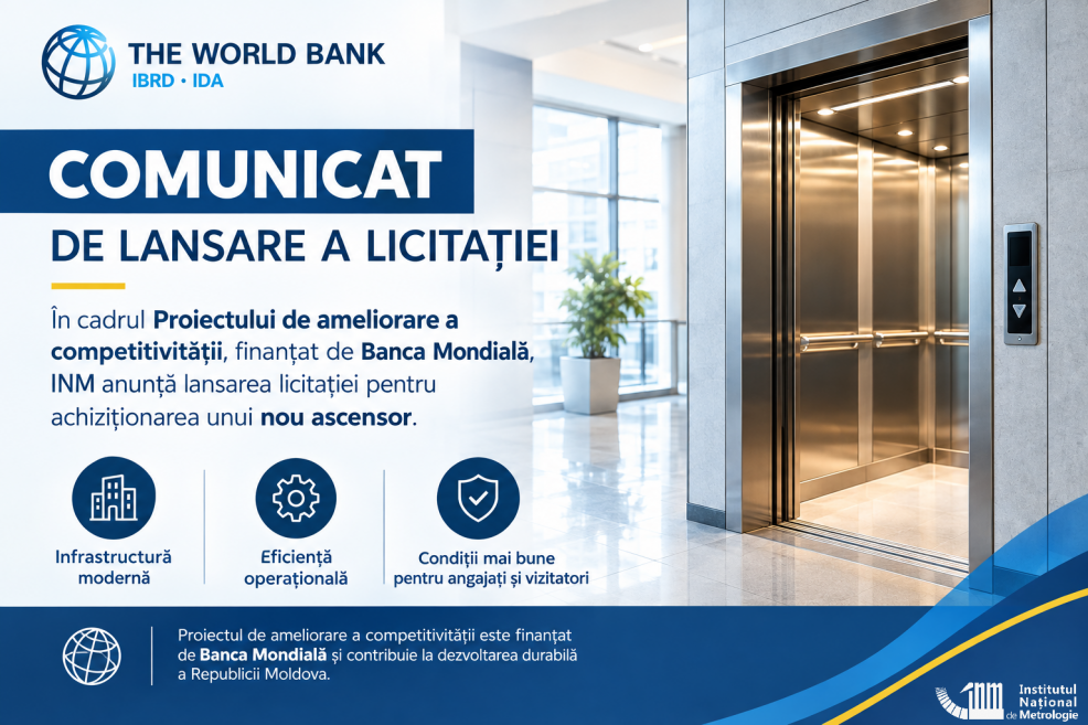 Modernizarea infrastructurii INM cu suportul MSME Competitiveness Project: licitație lansată pentru achiziționarea și instalarea unui nou ascensor