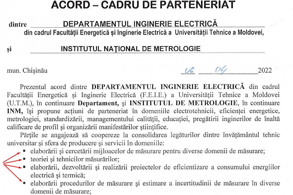 Semnarea acordului de colaborare dintre INM și FEIE-UTM