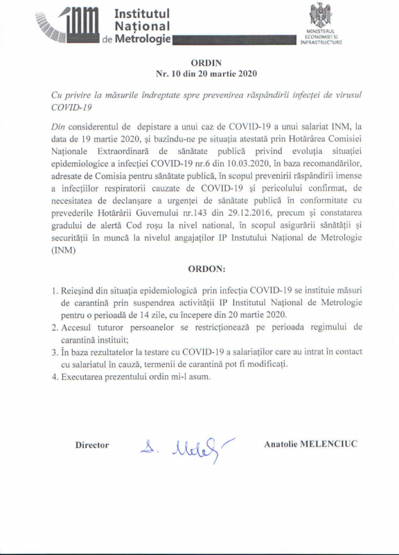 IMPORTANT! INM în carantină!